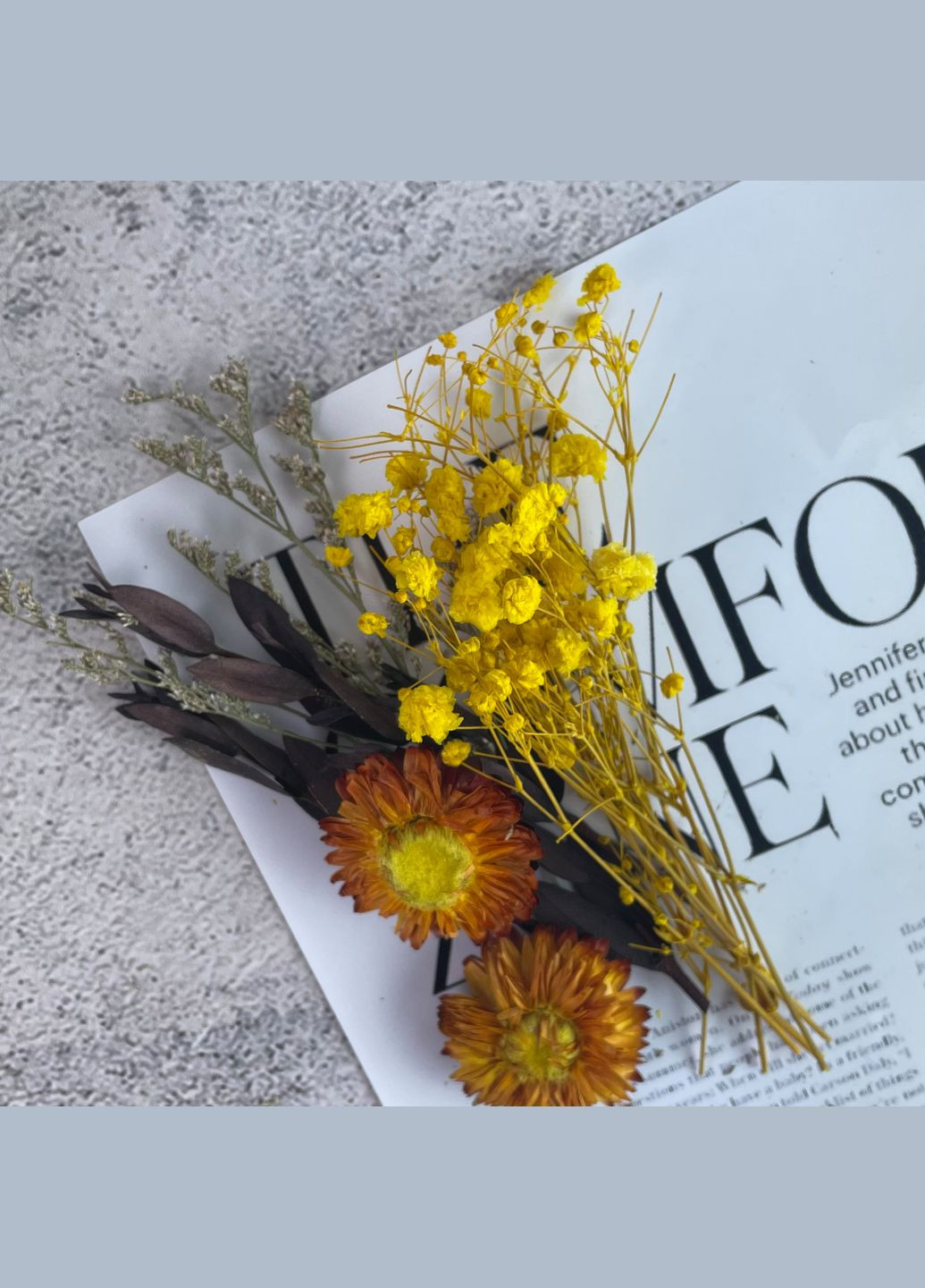 Жовті сухі квіти для декору No Brand (322347186)