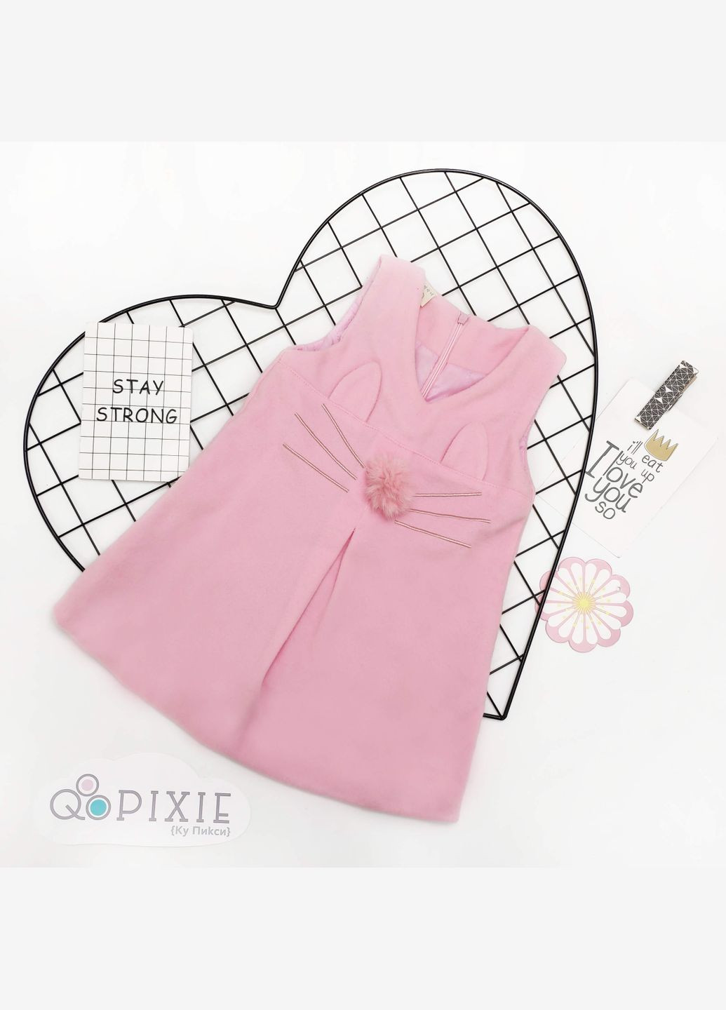 Рожева сукня дитяча рожева з вушками ( 100см ) (325) Qoopixie (334303803)