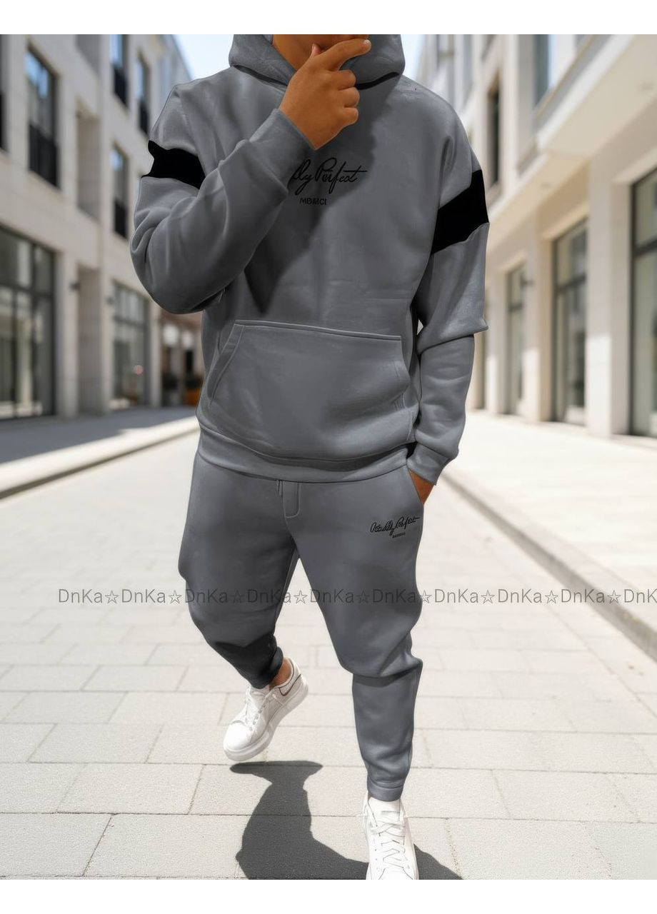 Сірий зимній костюм спортивний теплий Garna