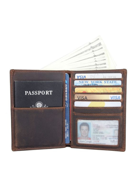 Коричневий шкіряний гаманець-органайзер з відділом для ID документів JDR-8457R John McDee (322872393)