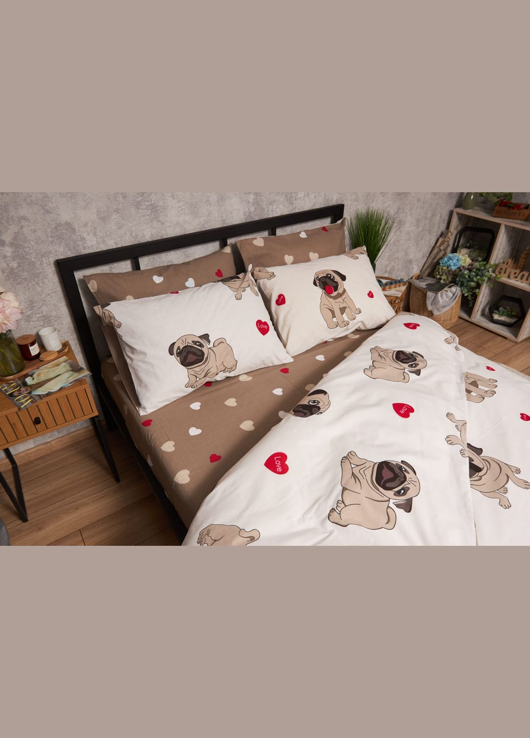 Комплект постельного белья Бязь Gold Люкс «» евро 200х220 наволочки 2х50х70 (MS-820005716) Moon&Star Bulldog Love (302973841)