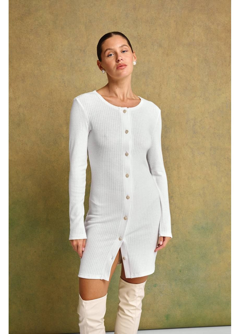 Молочна святковий, коктейльна, ділова, повсякденний, кежуал сукня з акцентами ґудзиками з трикотажу 💫💫💫 силуетна Україна однотонна