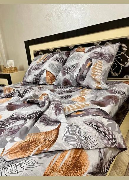 Постельное белье хлопковое Алексис Полуторное 150 x 220 Бязь Серое 70 х 70 No Brand (344445294)