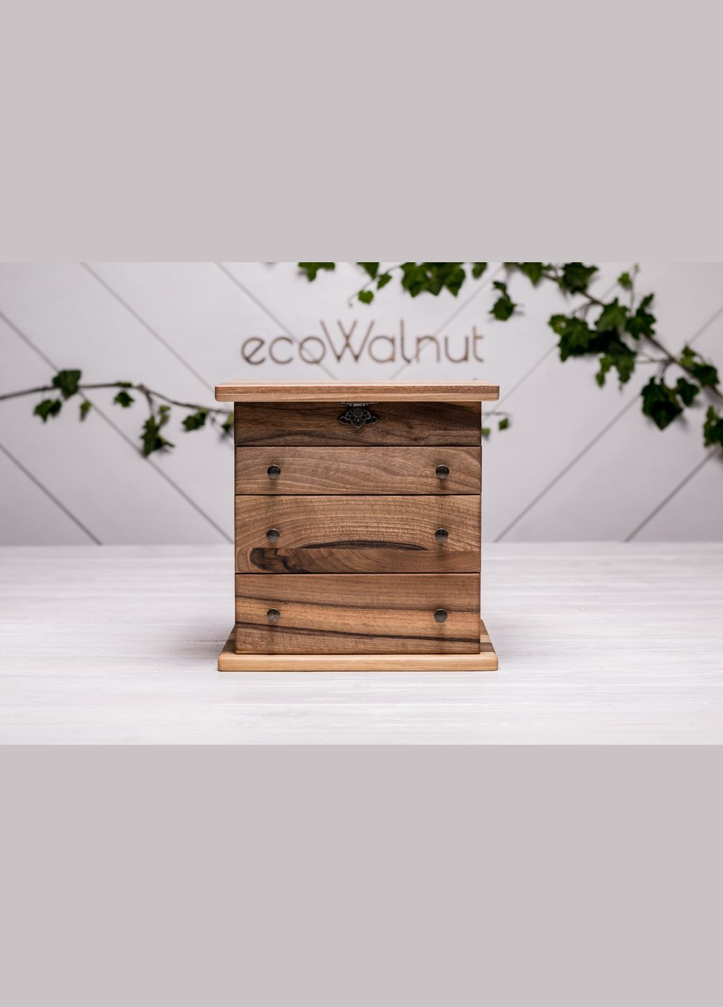 Шкатулка для украшений с деревянной крышкой и зеркалом M Органайзер для косметики EcoWalnut (295291919)