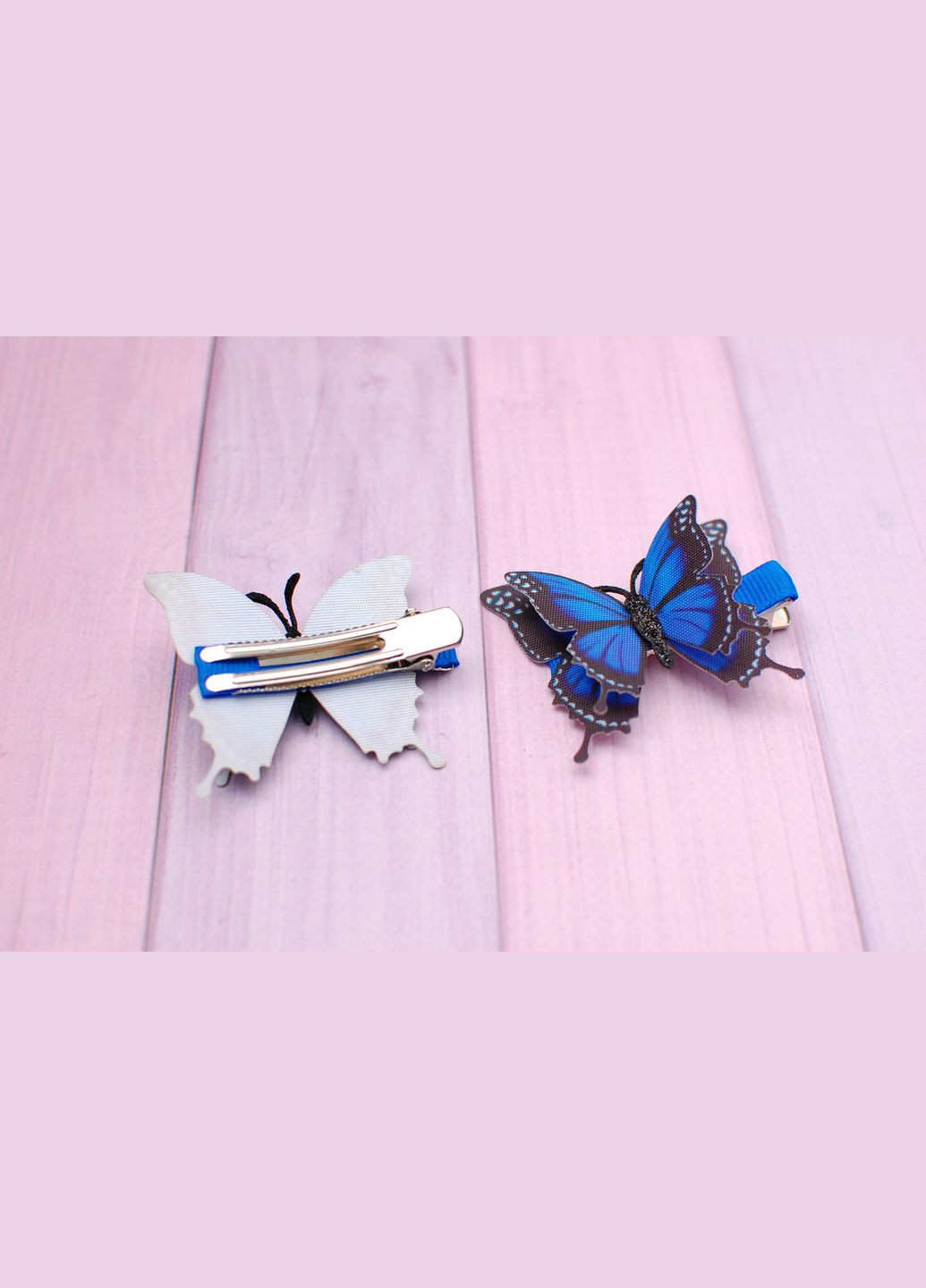 Набор заколки для волос детские 2 штуки бабочки синие 750 Okl (370386385)