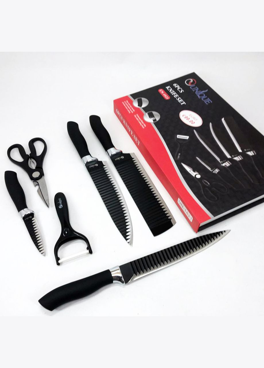 Набор ножей UN-1821 6 шт кухонные ножи ножницы и овощечистка Unique (364664752)