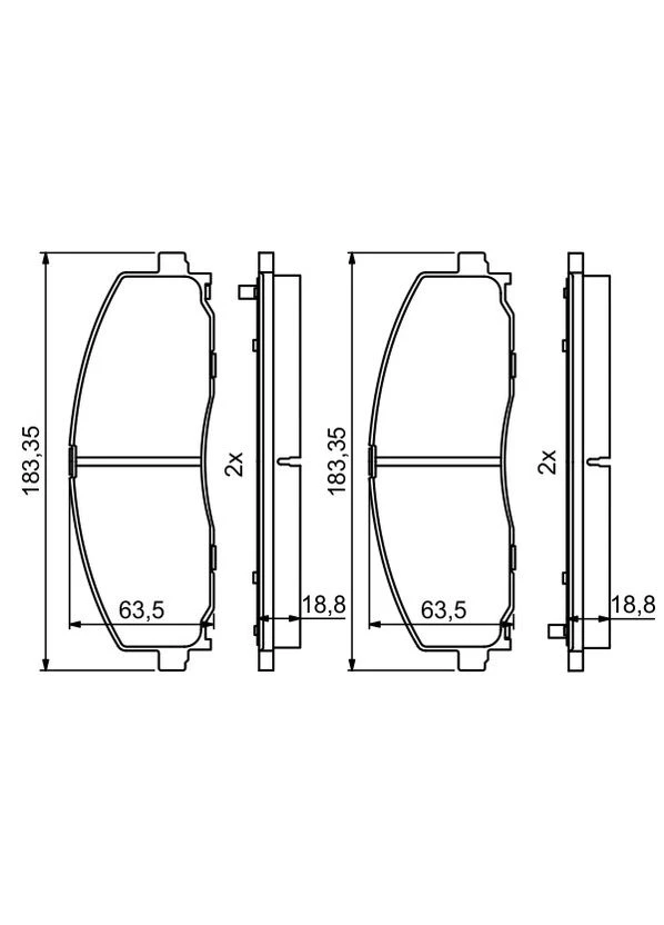 Колодки гальмівні дискові ПЕРЕДН JEEP WRANGLER IV (JL) 2.0 2017.11- BO 0986494769 Bosch (355340442)
