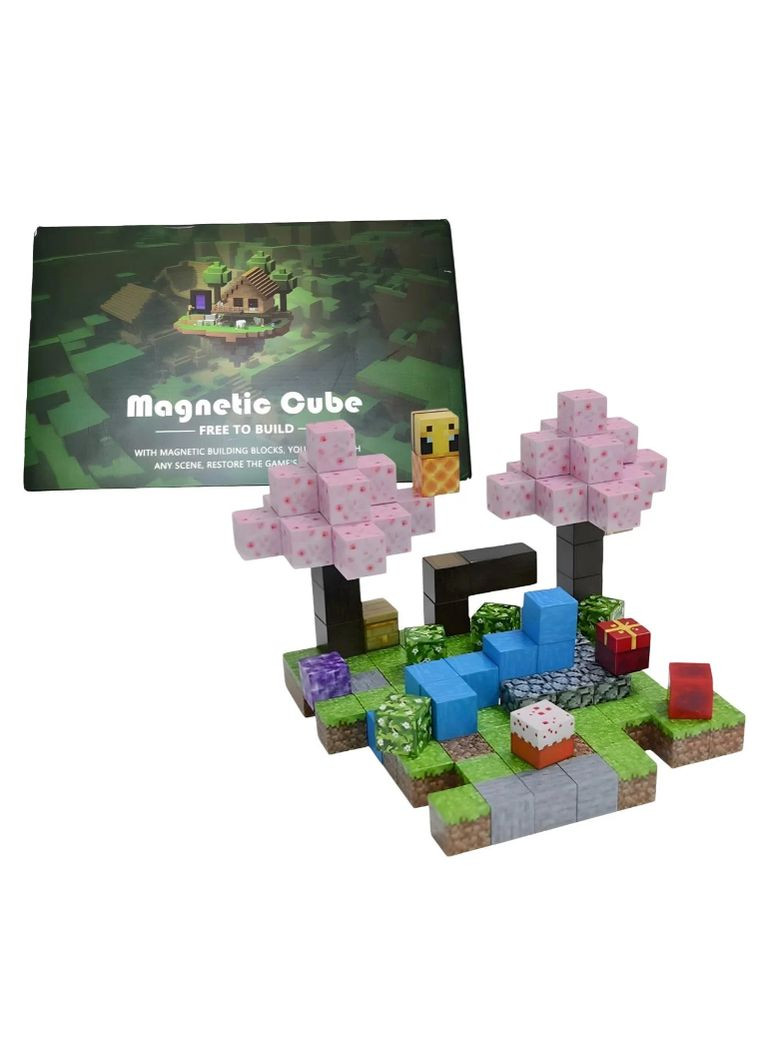 Конструктор майнкрафт магнитный кубики конструкторы Magnetic Cube 128 деталей для взрослых и детей minecraft No Brand Вечірка з сакурами (358930673)