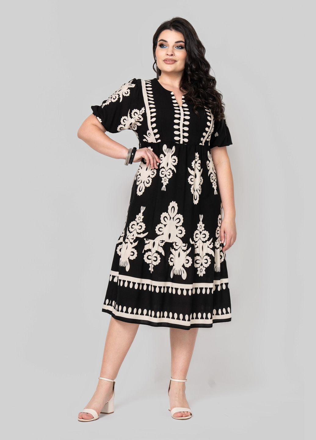 Бирюзовое повседневный платье прямого силуэта выполнено из штапеля рукав цельнокроенный на резинке all posa (ap102386p) A'll Posa