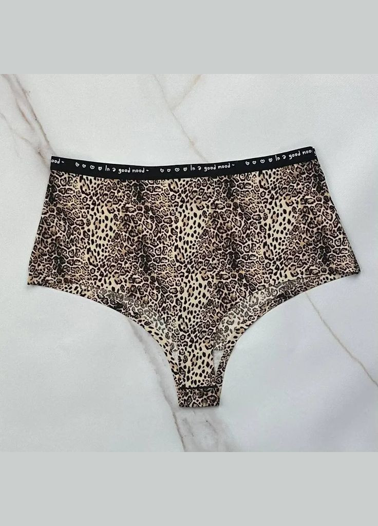 Стрінги з мікрофібри з анімалістичними принтами на високій посадці набір 5 шт No Brand (315487268)