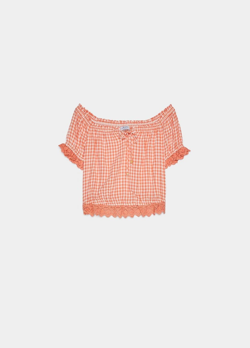 Топ лето,розовый-белый в клетку, Bershka (299002576)