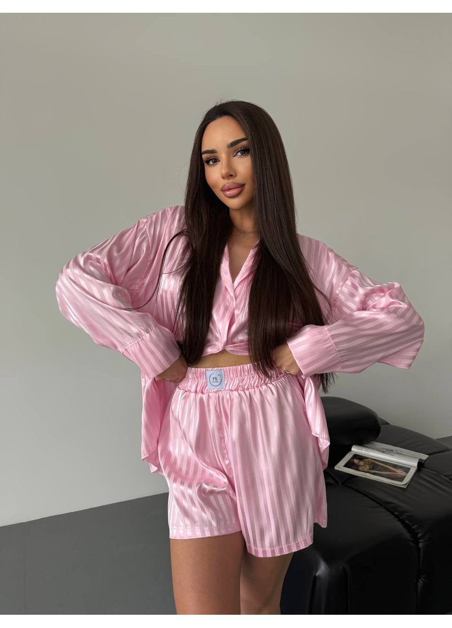 Рожева всесезон жіноча піжама сорочка + шорти No Brand