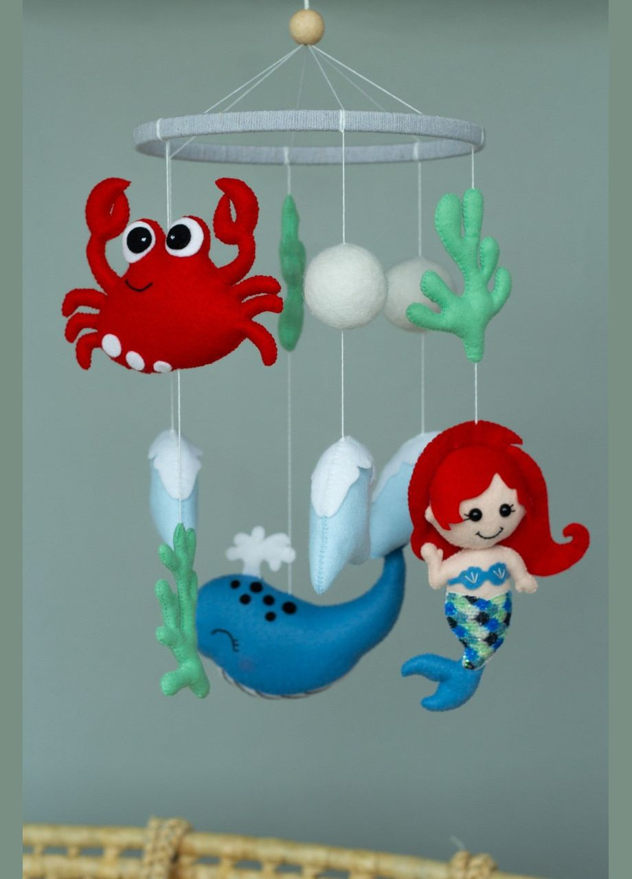 Дитячий музичний мобіль на ліжечко для немовлят WooolyWool «Русалонька» з 35 мелодіями No Brand (342757850)
