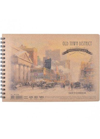 Альбом A5 KRAFT 40 аркушів, 120г / м², спіраль Офорт (322504077)