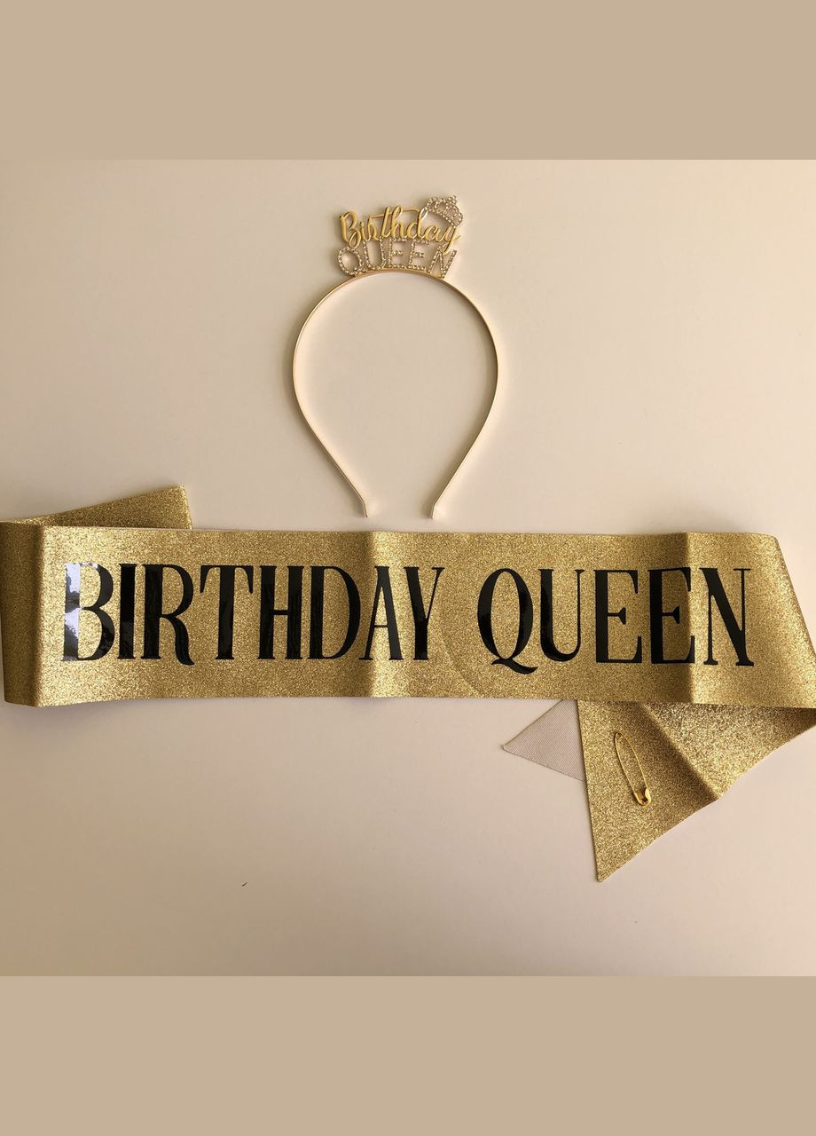 Набор на День рождения лента через плечо и обруч тиара Birthday Queen One Size (12-212) No Brand (324120075)