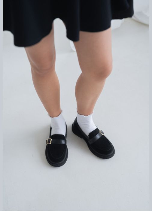 Стильные черные замшевые туфли с пряжкой Villomi с пряжкой