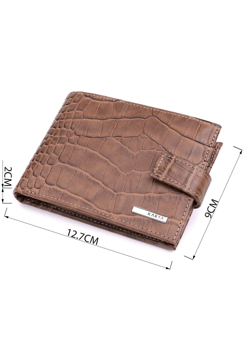 Місткий чоловічий гаманець із натуральної шкіри 12,7х9х2 см Karya (315873657)