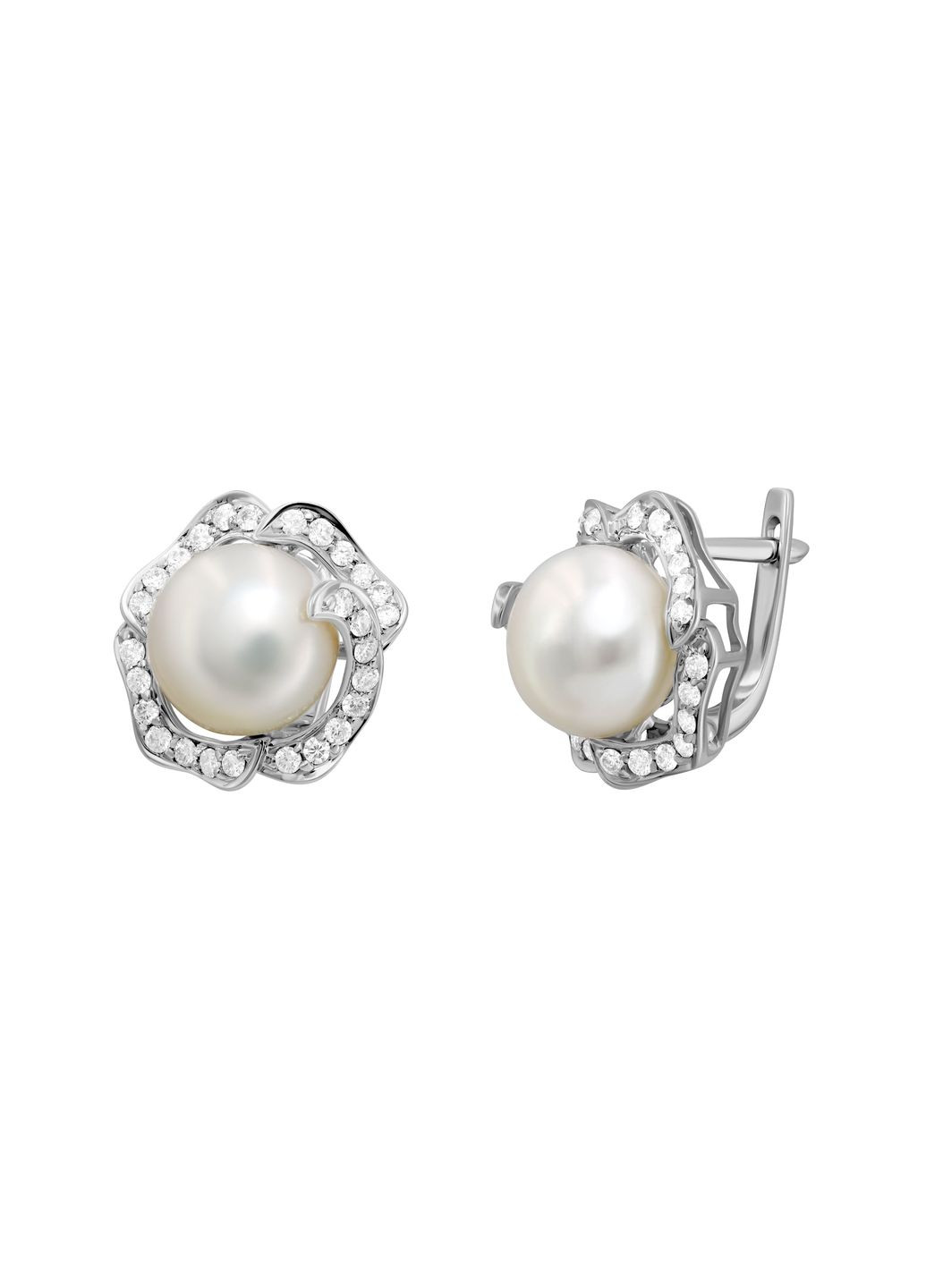 Сережки з діамантами та перламиу білому золоті 1С562-0182 Zarina (278586197)