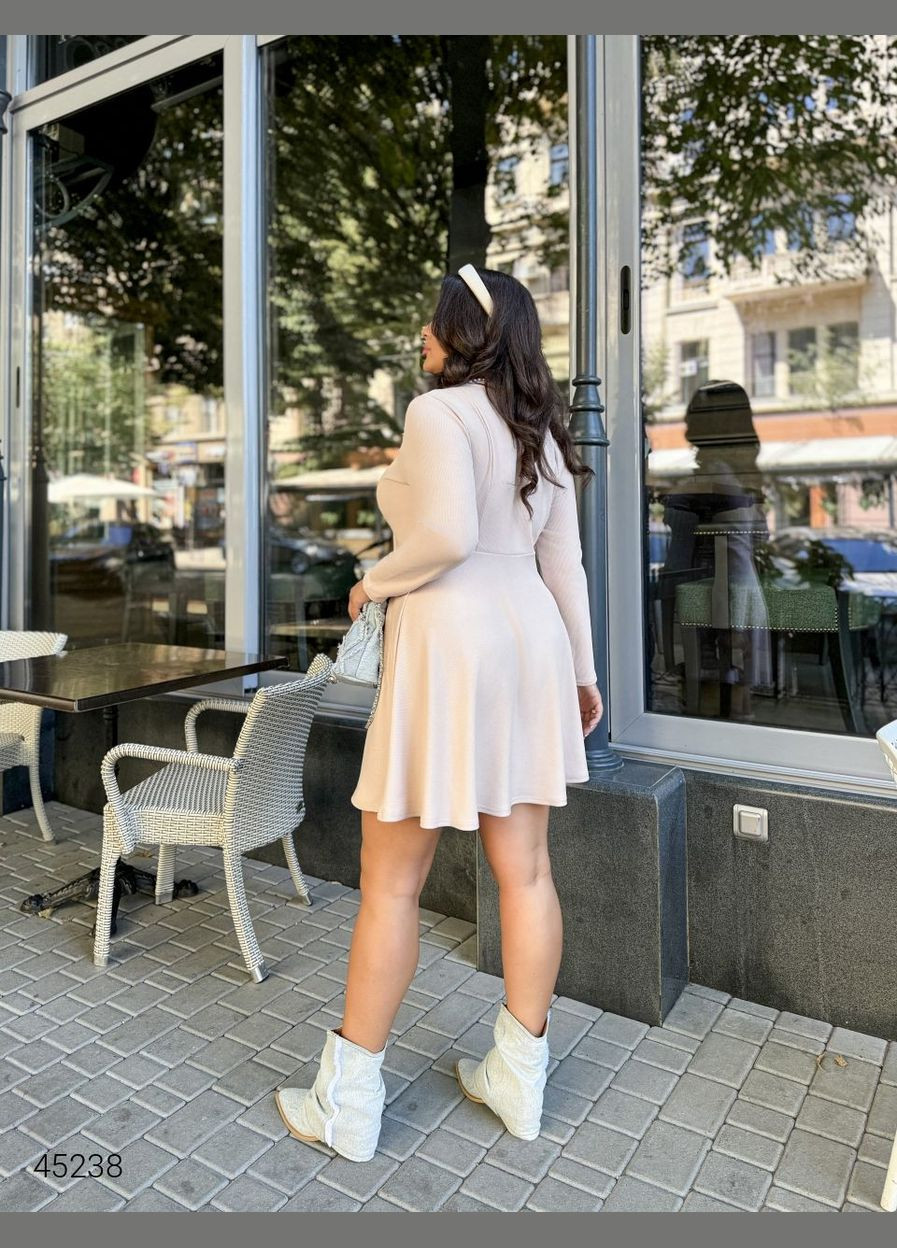 Бежевое повседневный платье с длинным рукавом Liton