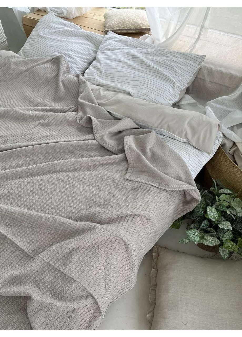 Покрывало Косичка хлопковое цвет серобежевый 230х280 см ZEINTEX (315347185)