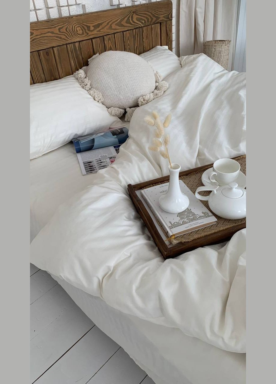 Двоспальний КПБ мікро страйп сатин "Молоко" Glav Textile (296930174)