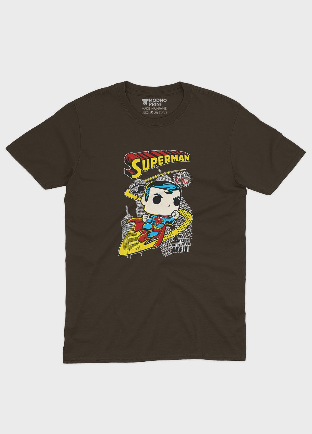 Мужская футболка с принтом супергероя - Супермен (TS001-1-DCH-006-009-003-F) Modno - (311307923)