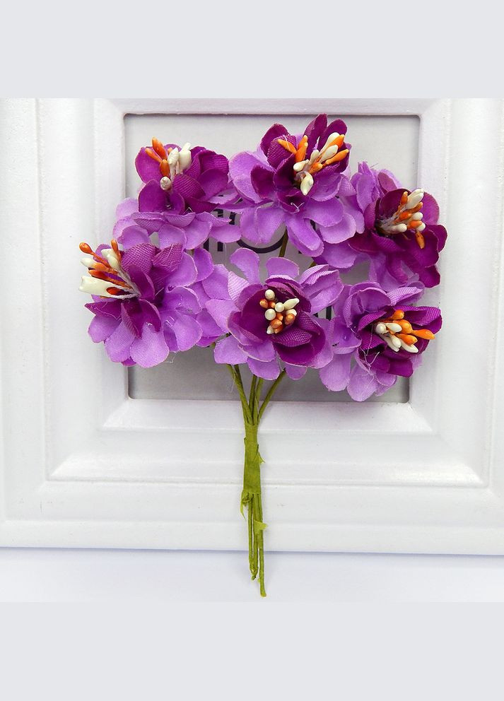 Искусственные цветы Пионы раскрытые, букетик, сиреневые, 6 шт No Brand (340485375)