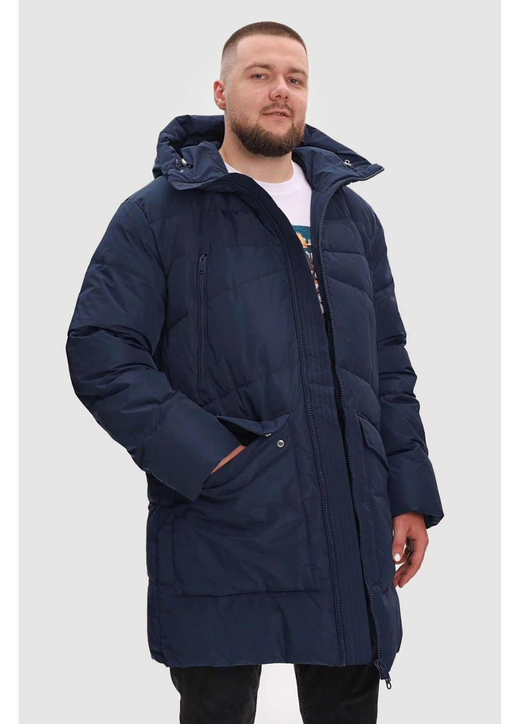 Темно-синій зимній Пуховик Finn Flare