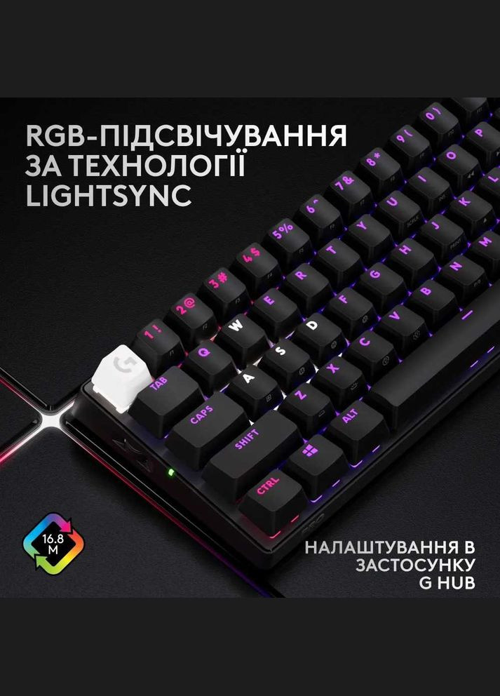 Клавiатура бездротова G PRO X 60 TKL GX Optical Black Tactile (920-011911) Logitech (336953099)