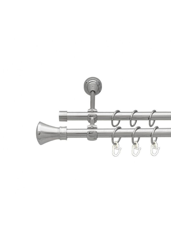 Карниз Люксор металлический двухрядный открытый гладкая труба Хром 16\16 мм 240 см (7387759) ORVIT (300798232)