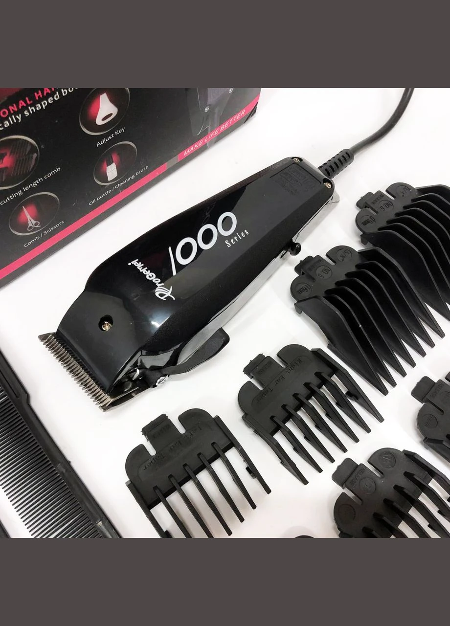 Машинка для стрижки провідна з насадками для волосся та бороди GM-1016 Pro + Ножиці та Гребінець Gemei (381219256)