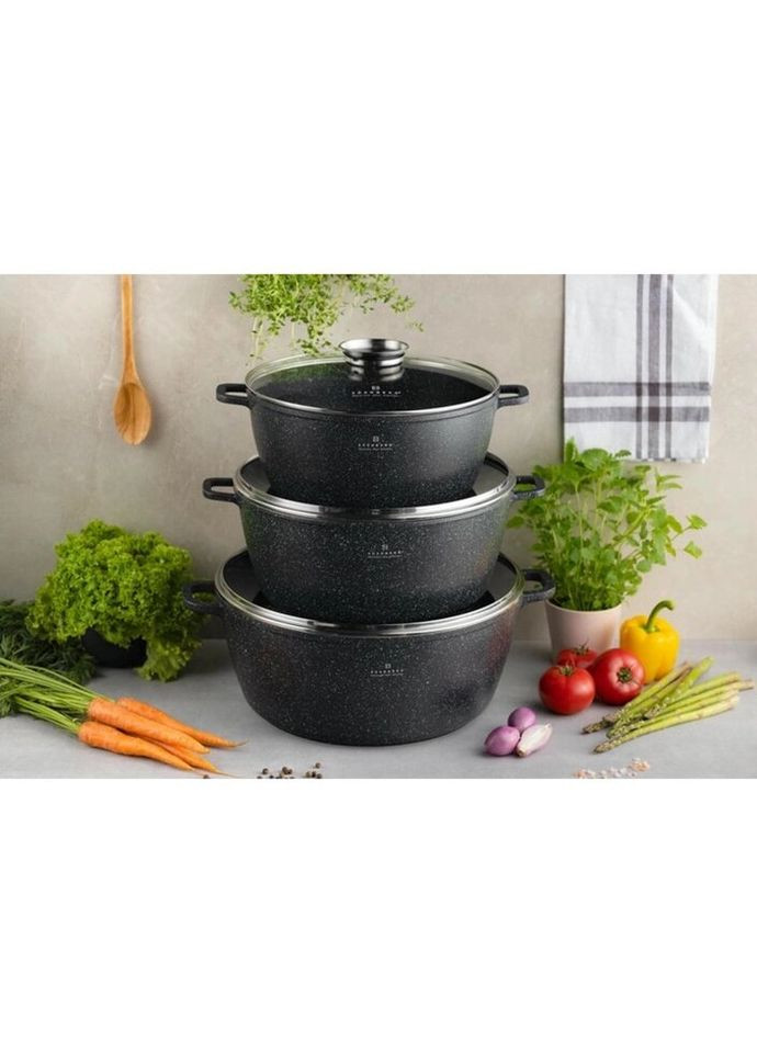 Набір каструль EB-8151 6 предметів чорний Edenberg (319551200)