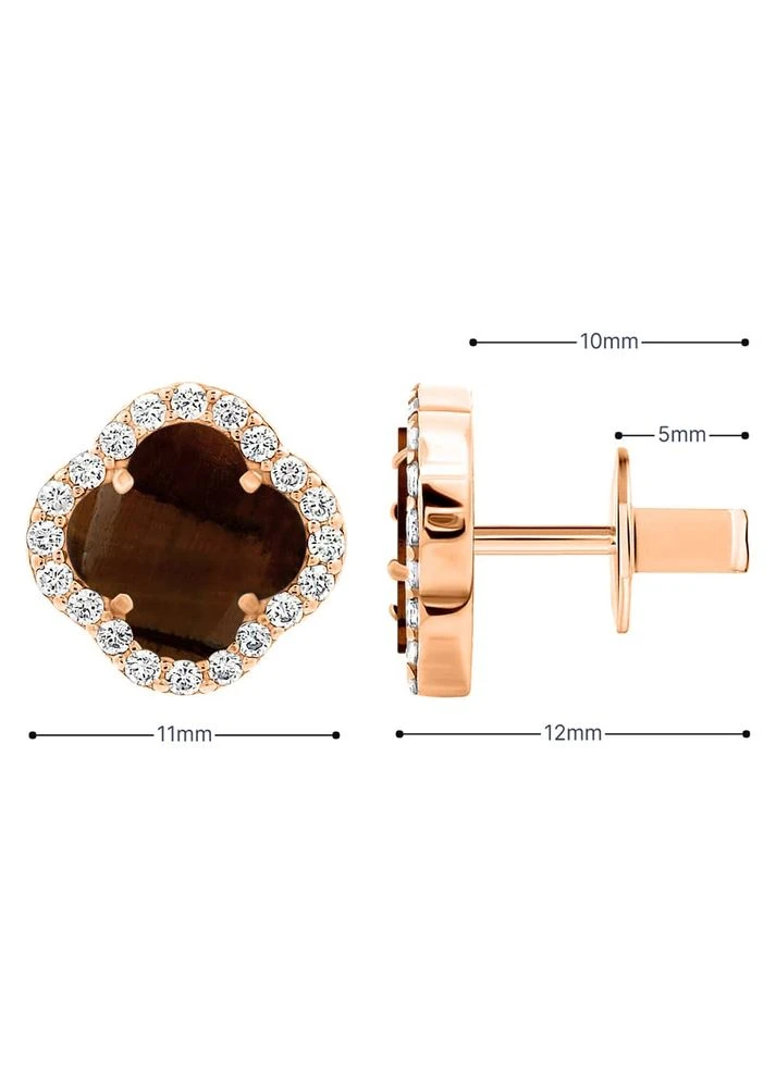 Золоті сережки Конюшина з тигровим оком (з40082.5) IRIJ (331016686)