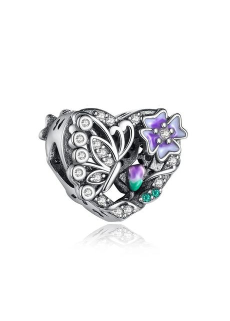 Серебряная бусина "Бабочка и цветок" Kabluchka (355345986)