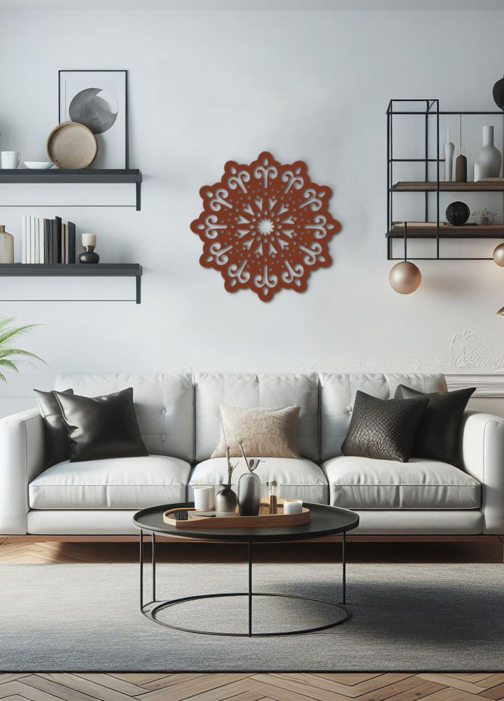 Картина лофт, настенный декор для дома "Цветочная мандала", декоративное панно 35х35 см Woodyard (291412193)