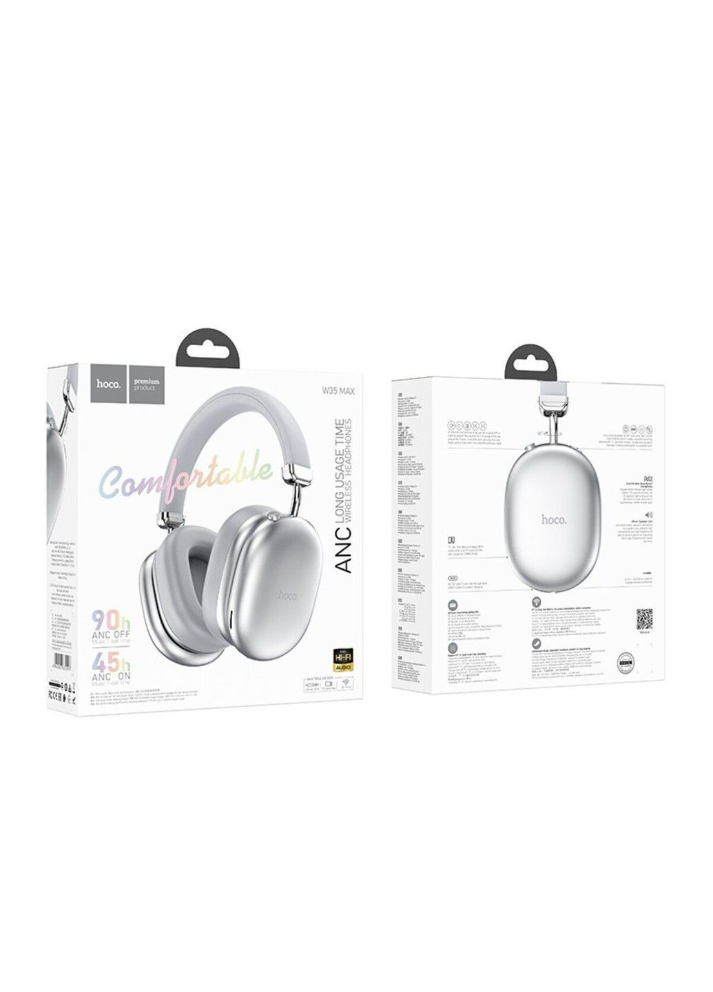 Бездротові навушники W35 Max Auspicious ANC noise reduction BT headphones Silver Hoco (371362755)