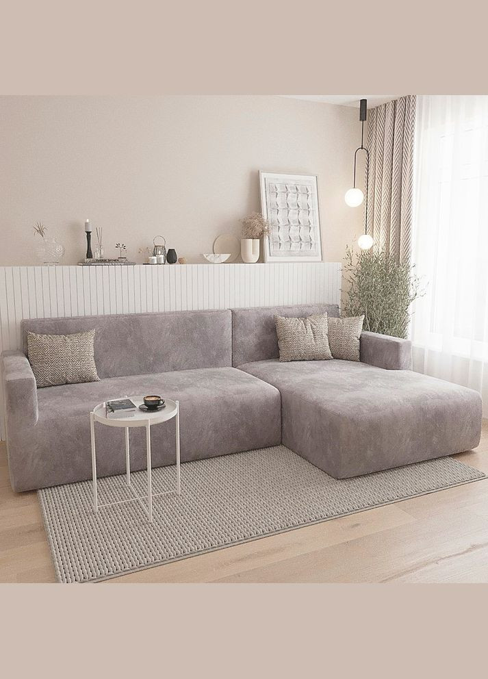 Чехол на диван, кресло 190-230 см велюр Светло-серый No Brand (311680821)