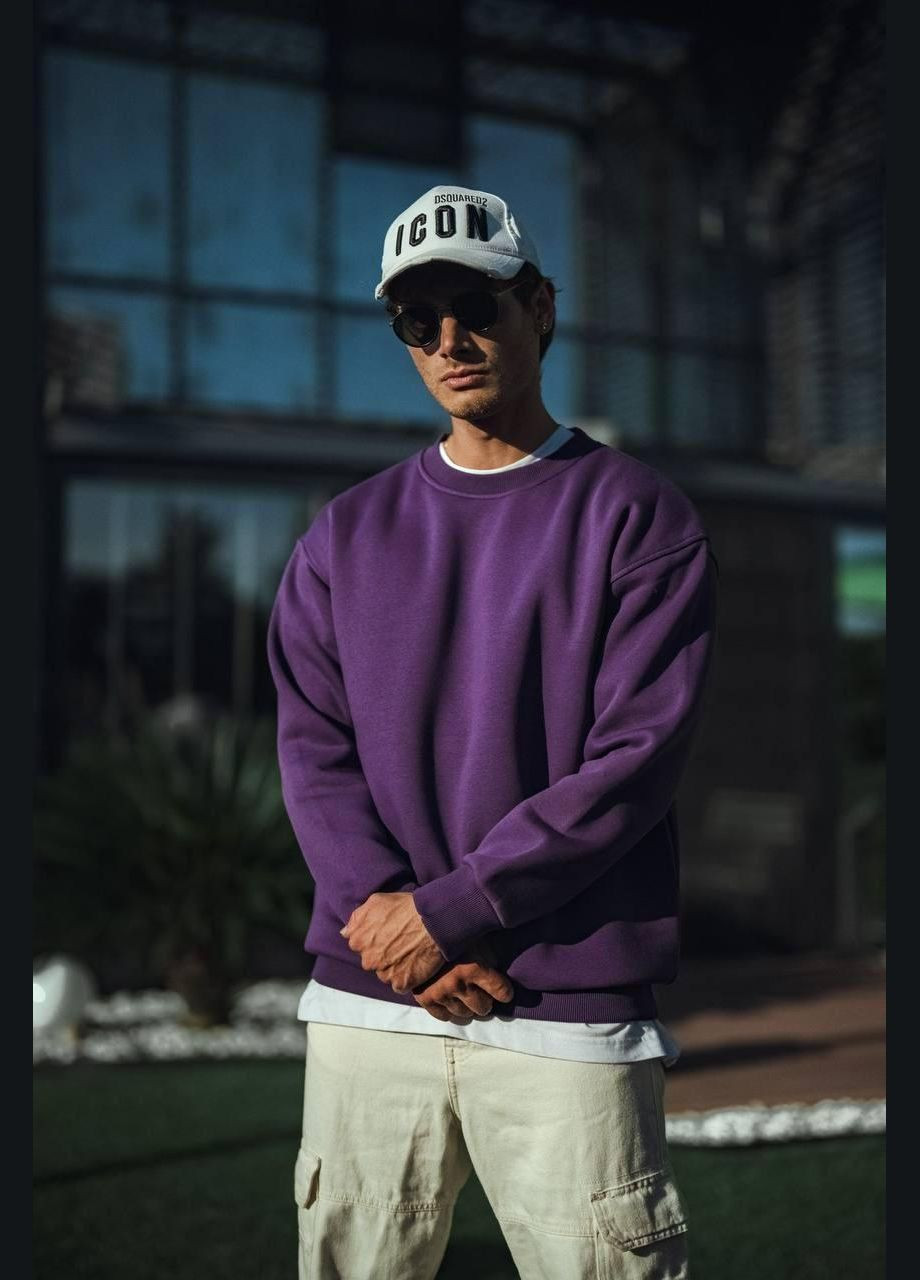 Фіолетовий стильний чоловічий світшот оверсайз на флісі фіолетовий (316629098)