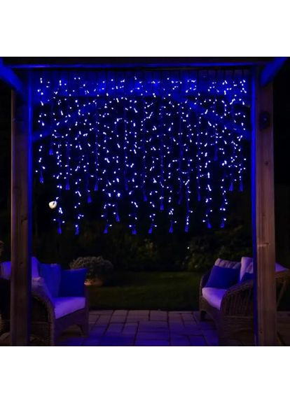 Вулична гірлянда Бахрома 20 м 335 LED гірлянда штора чорний провід Синій 20MBBL Garlando (370373153)