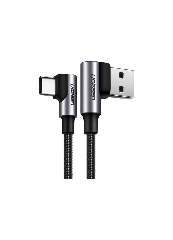 Дата кабель (m496544) Ugreen USB 2.0 AM to USB-C 0.5m 3A 90° corner US176 black (367065490)