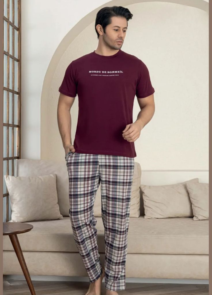 Мужская пижама "SOMMEIL" в клетку Leyla (338195725)