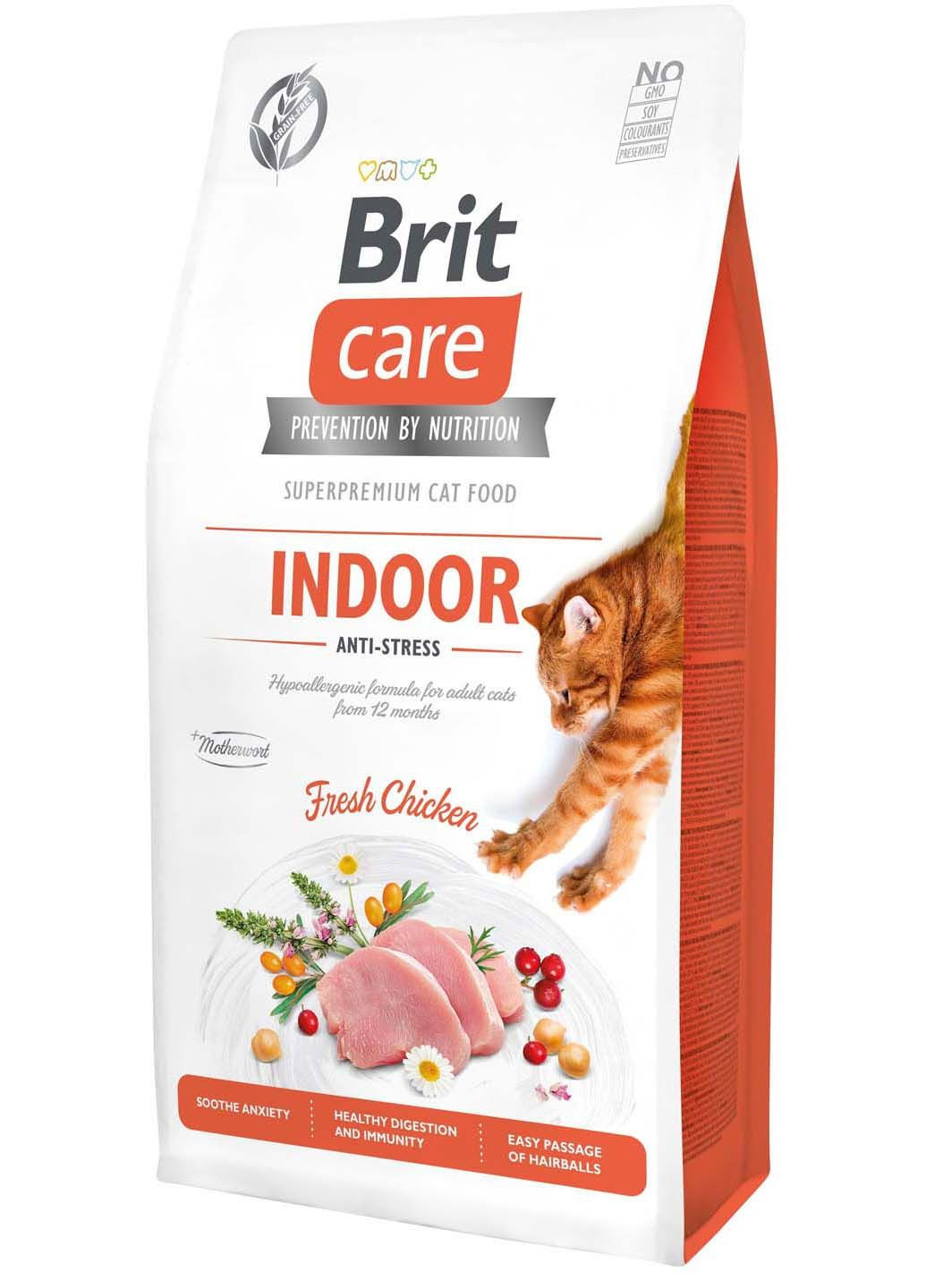 Сухий корм для кішок, що живуть у приміщенні Cat GF Indoor Anti-stress з куркою 7 кг Brit Care (286472621)