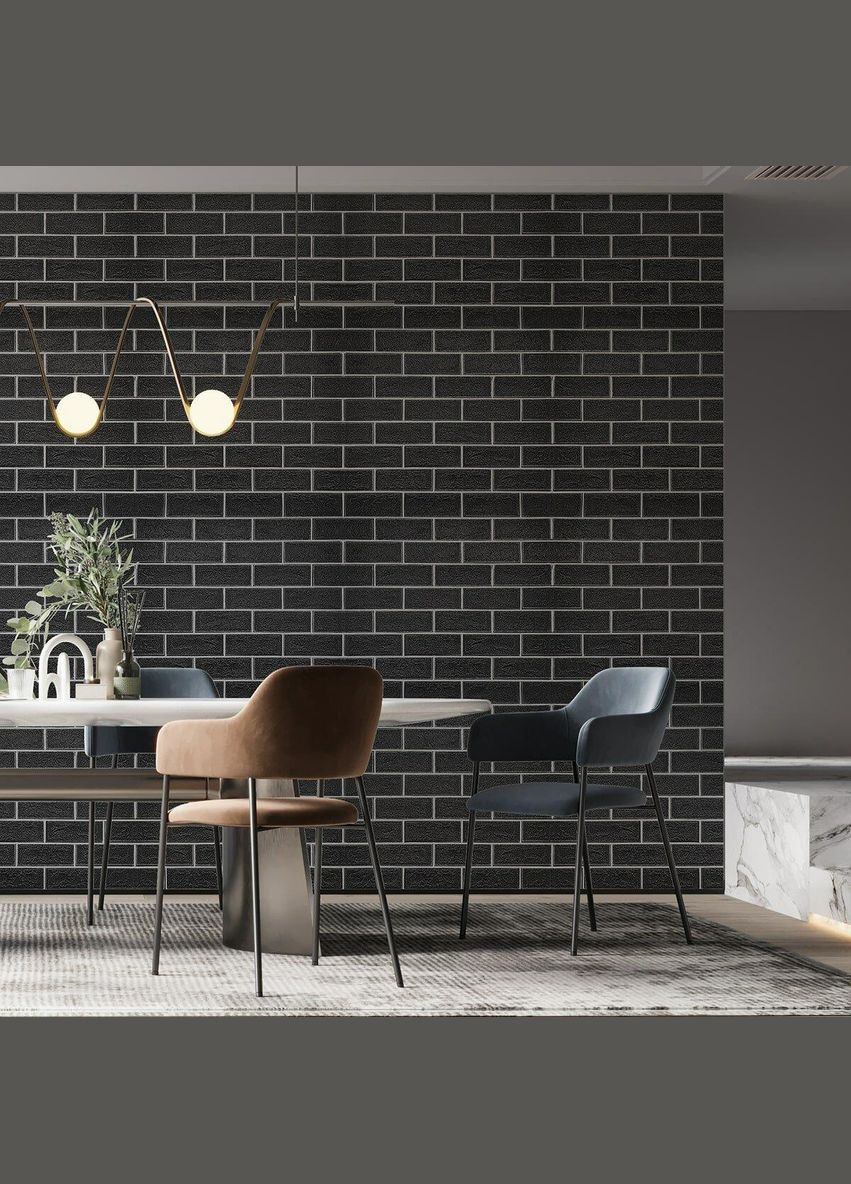 3D панель стінова самоклеюча 70*70cm*5mm чорна цегла з білим D (3DPanda-1503) Sticker Wall (323155049)