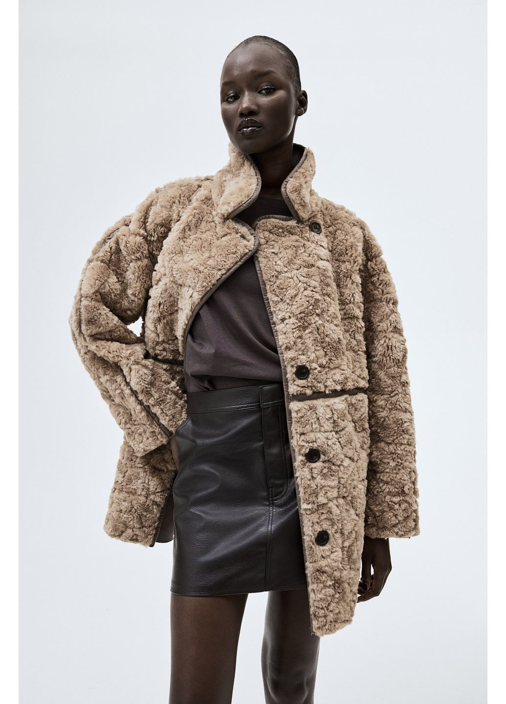 Бежевая демисезонная куртка свободного кроя H&M