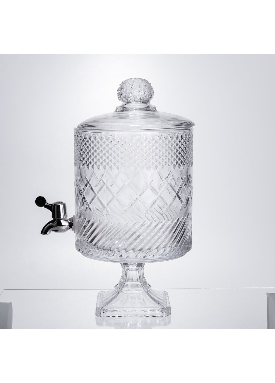 Лимонадниця скляна 4.5 л з краном для напоїв на свята та повсякденне використання сервірувальна ємність Yiwu (370432704)