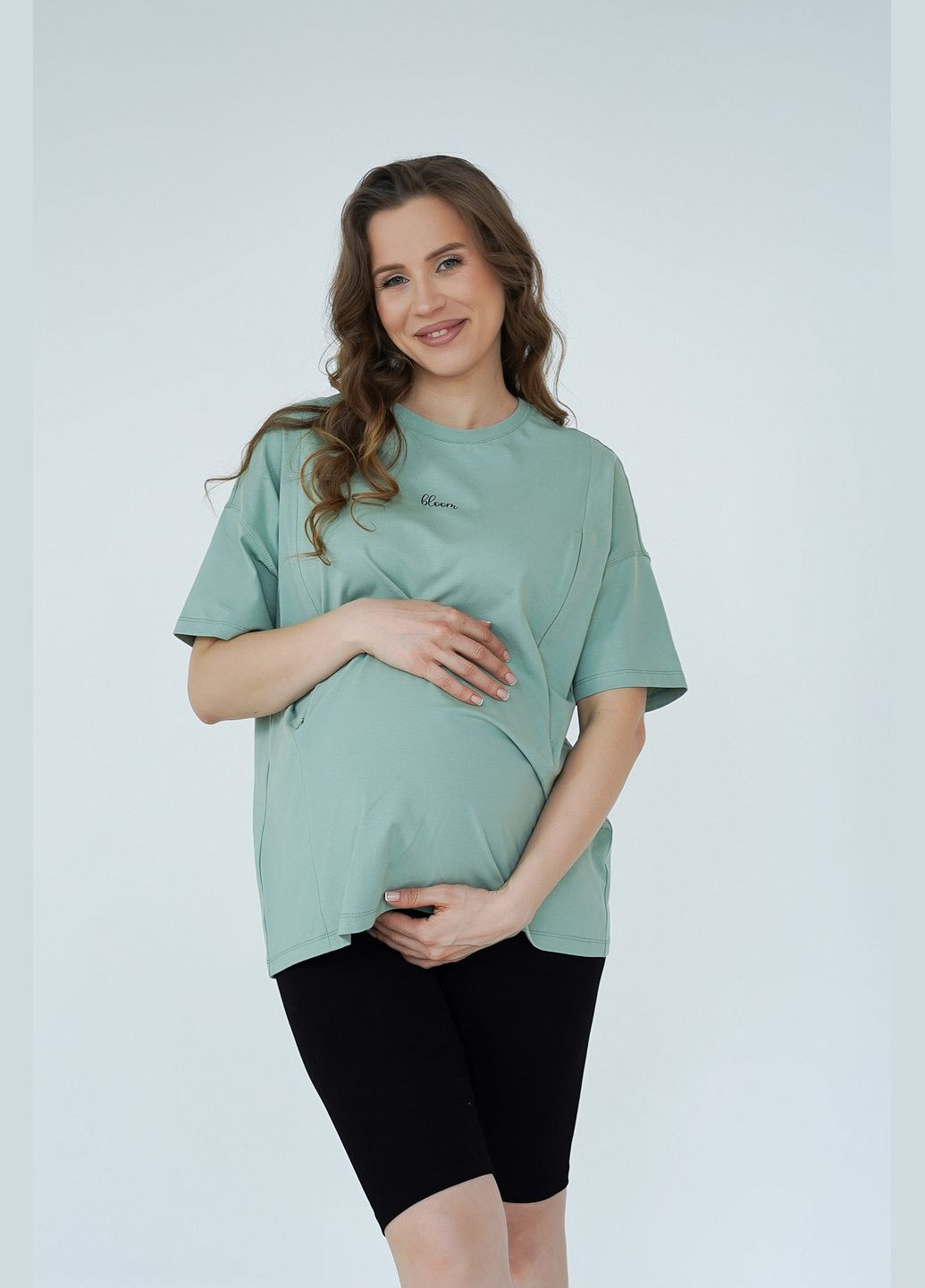 Футболка для беременных, арт. 24303 (голубая) Мамин Дім - (335053041)