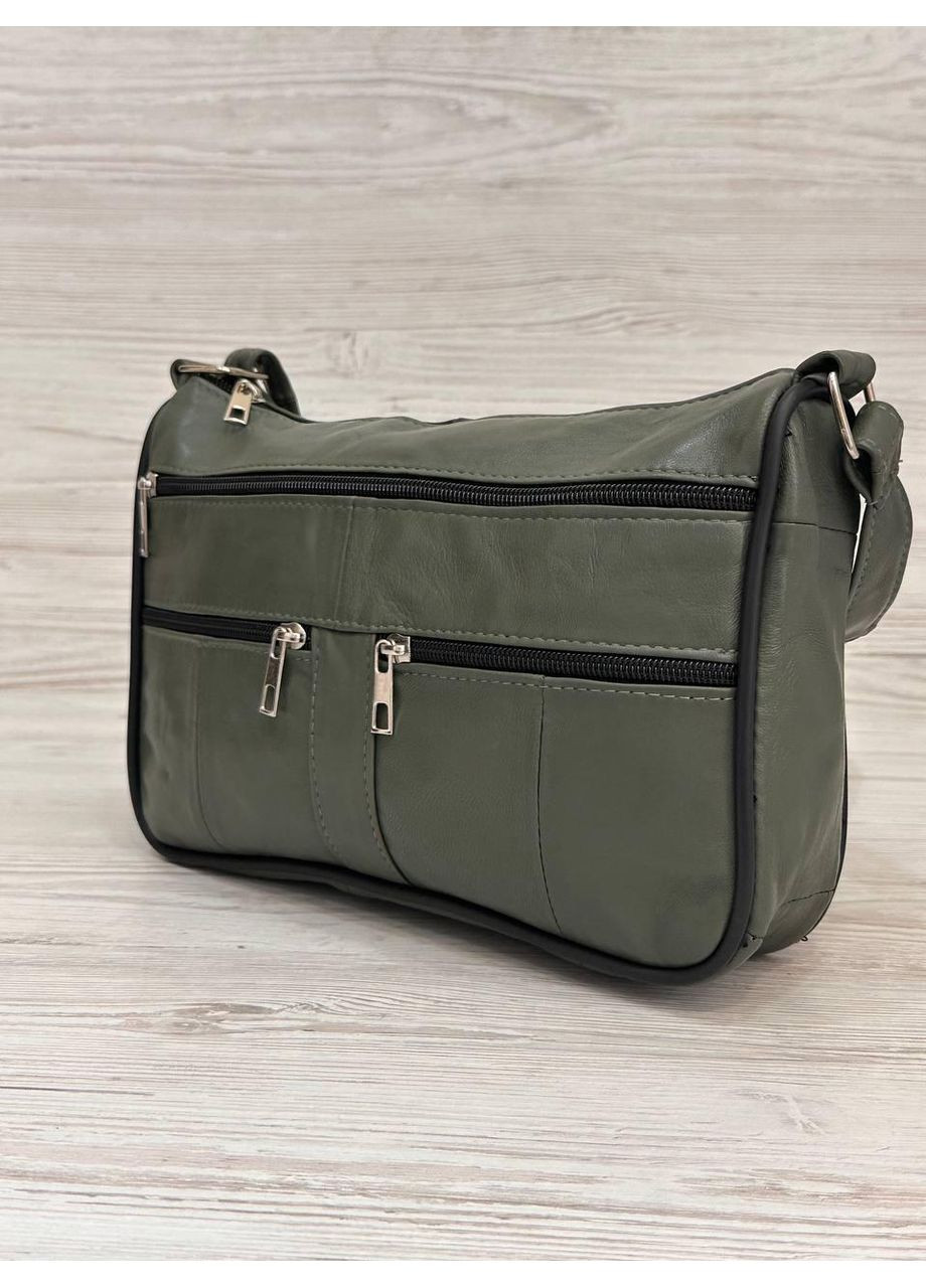 Жіноча шкіряна оливкова сумочка 102003 No Brand (355245022)