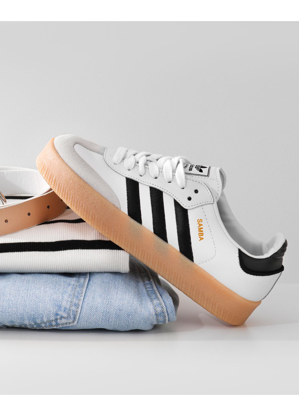 Кроссовки женские Adidas Samba XLG Black Black Gum Sole Platform | Адидас Самба Платформ белые No Brand белые демисезоны (348782821)