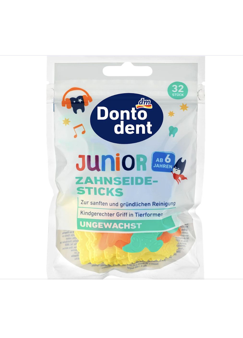 Щетки межзубные для детей от 6 лет Zahnseidesticks Junior ab 6 Jahren, 32 шт Dontodent (366569820)
