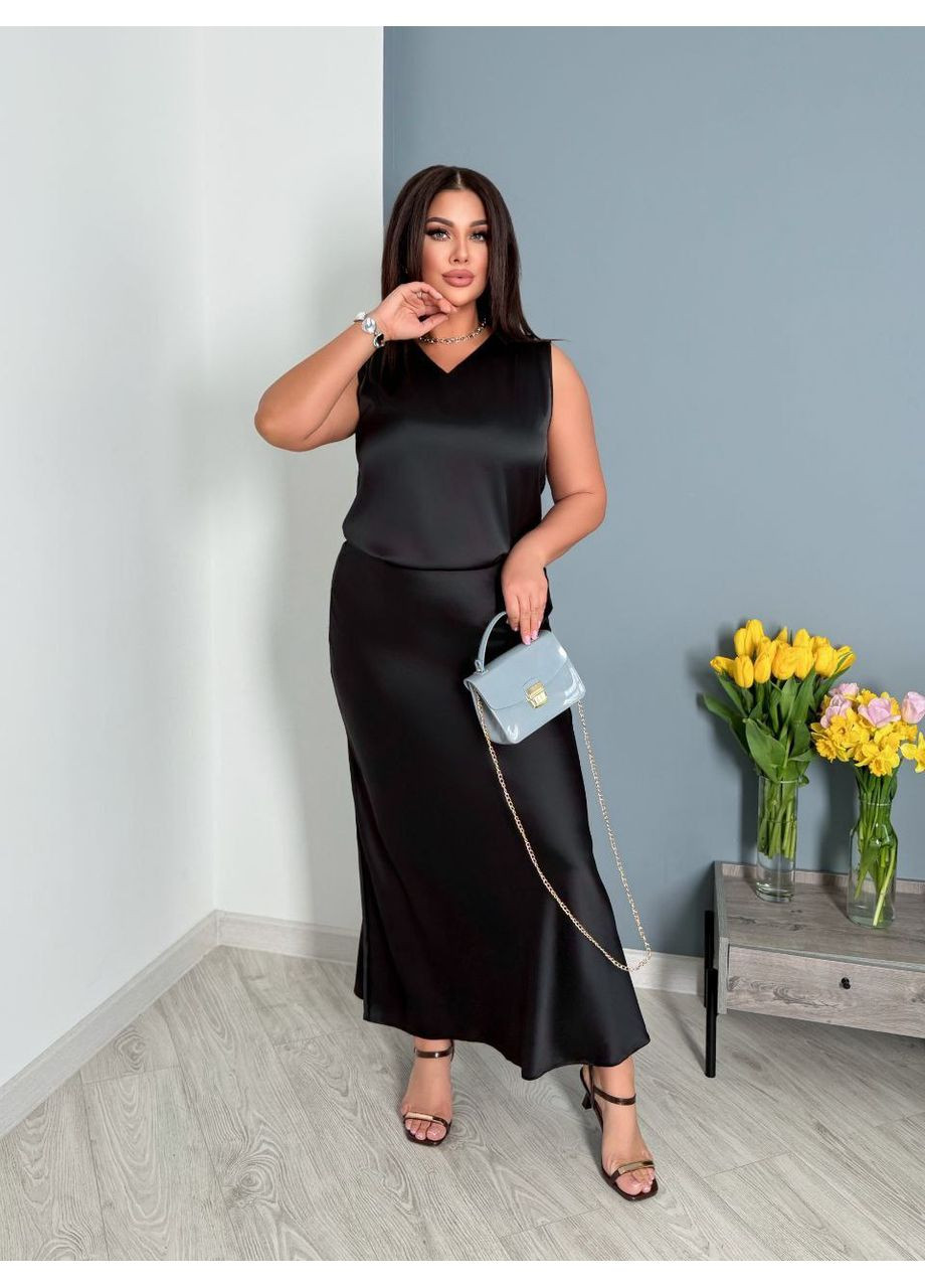 Спідниця на резинці, яка тягнеться до об'єму стегон італійський шовк No Brand (357075906)